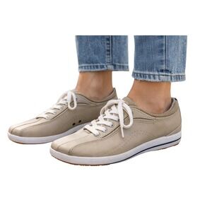 Keds Women's Leather Lace‎ Up Sneakers Taupe Beige Comfort Shoes US 7